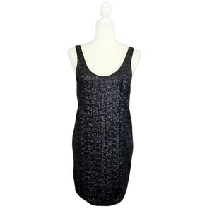 Aritzia Wilfred black sequined low cut back sleeveless dress women's size XSmall